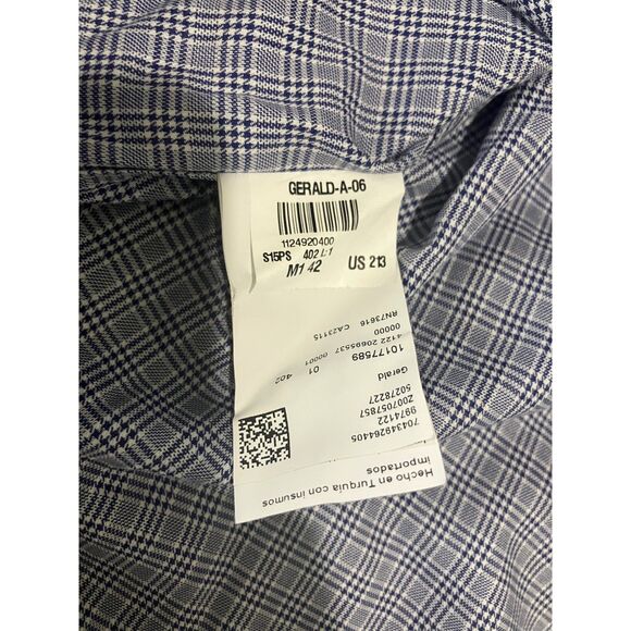 Hugo Boss Men’s Regular Fit Dress Shirt Size 16.5/42 Blue Check 100% Cotton - Picture 4 of 10
